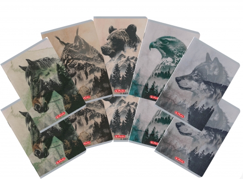 Caiet A5 48 file, hartie 70g/mp FSC mix, velin, Into the Wild, diverse modele, 10 buc/set, Herlitz